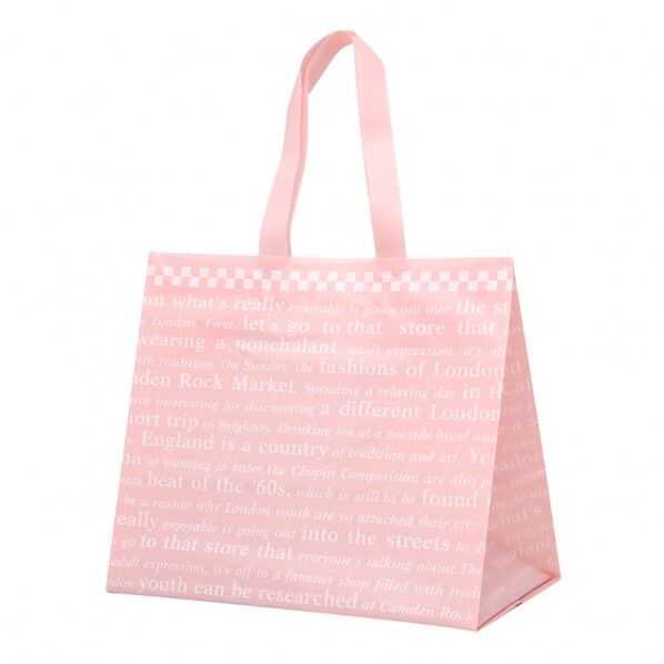 手提げポリ袋 ポリチャームバッグ WM チェッカー ピンク 表記入り