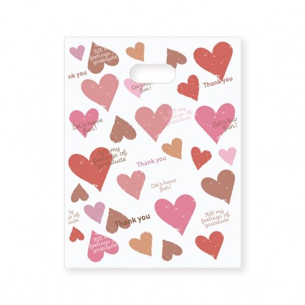 バレンタイン手抜きポリ袋 HDカラーポリ BG18-22 スモーキーハート P