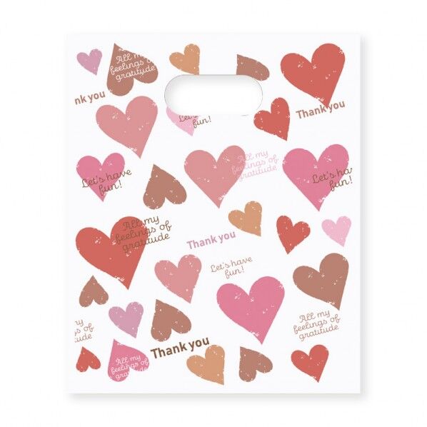 バレンタイン手抜きポリ袋 HDカラーポリ BG23-30 スモーキーハート P