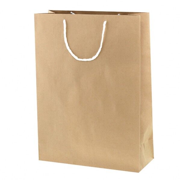 手提げ紙袋 T型チャームバッグ 大判 未晒無地