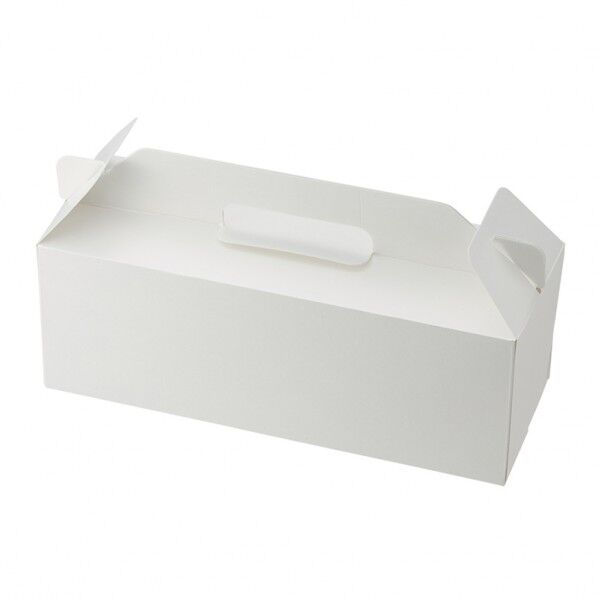 スリムエコキャリーケーキ箱 10×28ロールケーキ1本・ドーナツ6個 ホワイト