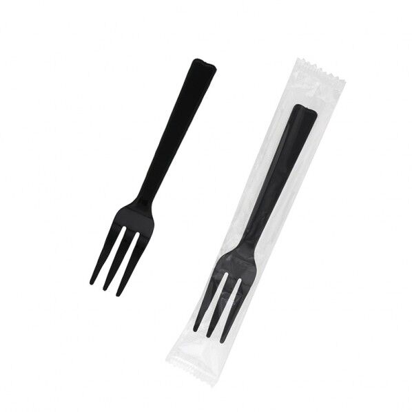 プラスチックフォーク 12cm 単袋 黒