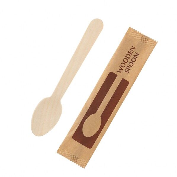 木製スプーン 140mm 未晒紙完封