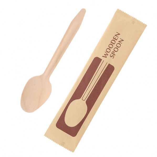 木製スプーン ワイド 163mm 未晒紙完封