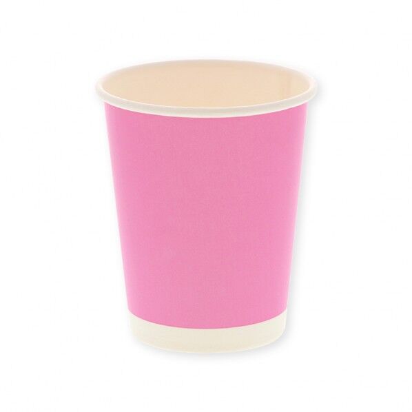 ペーパーカップ アイス･ホット兼用 ピンク 8オンス 口径80mm