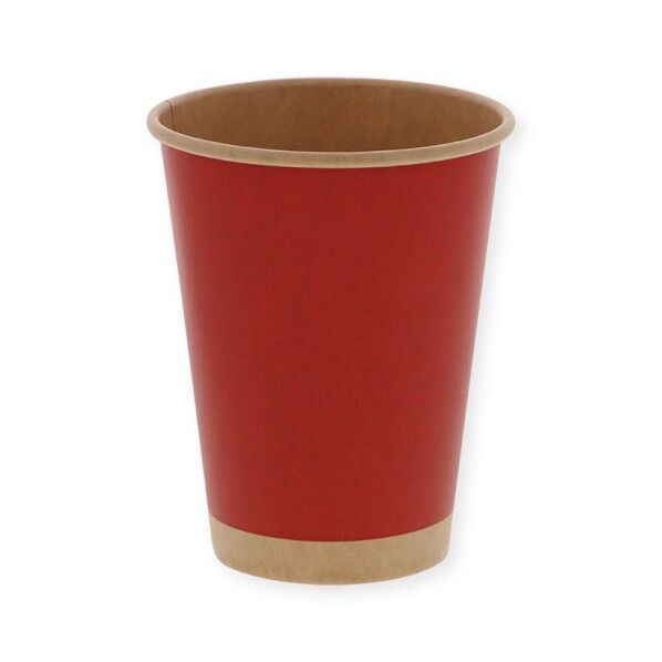 ペーパーカップ アイス・ホット兼用 未晒レッド 12オンス 口径90mm