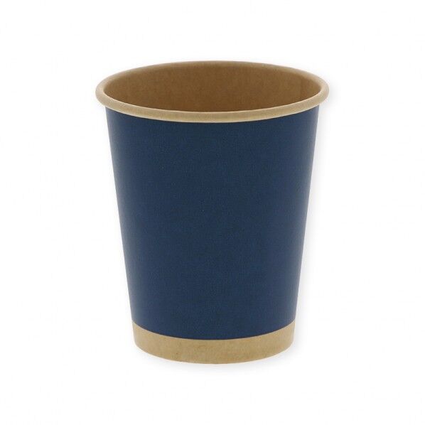 ペーパーカップ アイス・ホット兼用 未晒ネイビー 8オンス 口径80mm