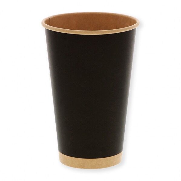 ペーパーカップ アイス・ホット兼用 未晒ブラック 16オンス 口径90mm