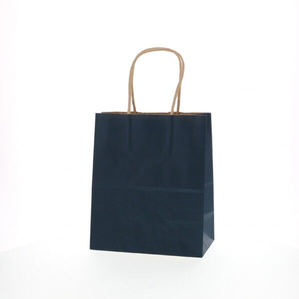 手提げ紙袋 25チャームバッグ 21-12 未晒 紺C