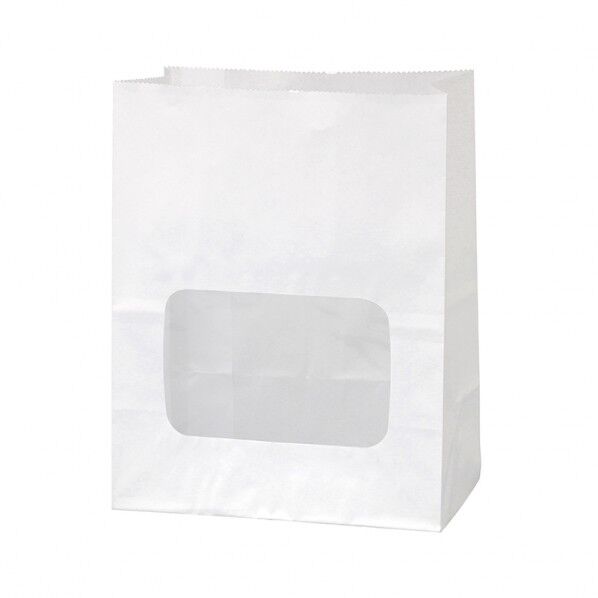 窓付耐油角底袋 13-8 白無地