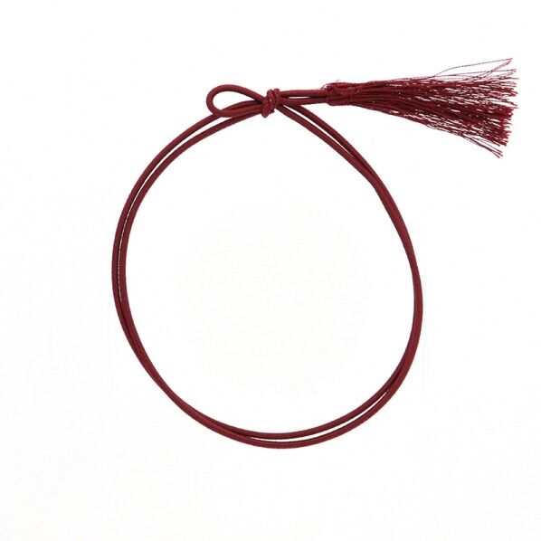 カラーゴム 彩ゴム房 2重 片花結び 58cm エンジ