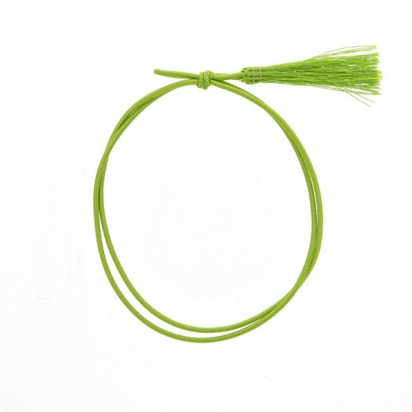 カラーゴム 彩ゴム房 2重 片花結び 58cm 黄緑