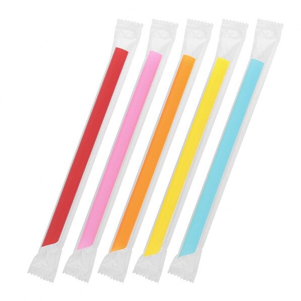 ストレートストロー フィルム包装 12×18 644 アソート5色