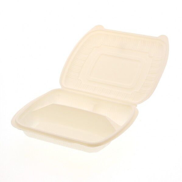 シンメイ 食品容器 コンスターチパック 仕切り付き 50枚入り 白 外寸:225×195×高50mm 004409002 50枚