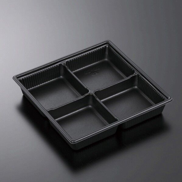 中央化学 惣菜容器 SDキャセロ 本体 20-20 4S BK 黒 外寸:200×200×35mm 004463924 50個