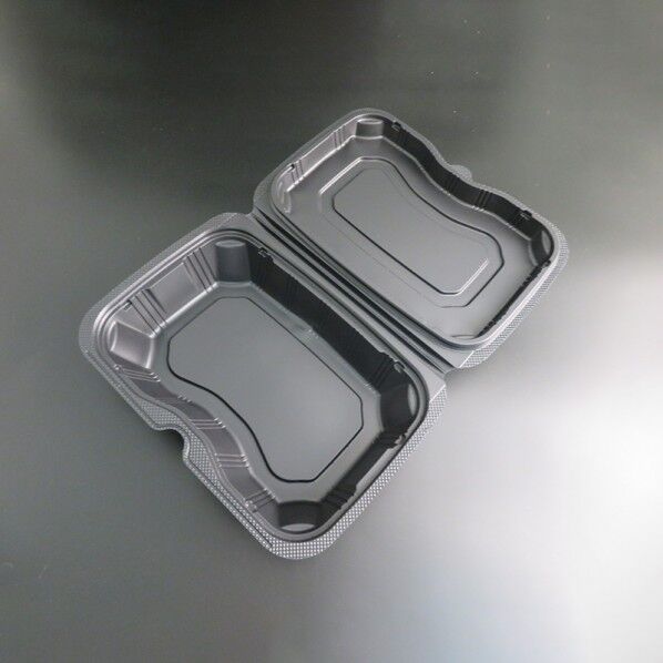 リスパック 一体式弁当容器 バイオデリカ シェルBOX 60 RHDT151 黒 外寸:235×165×46mm 004450509 25枚