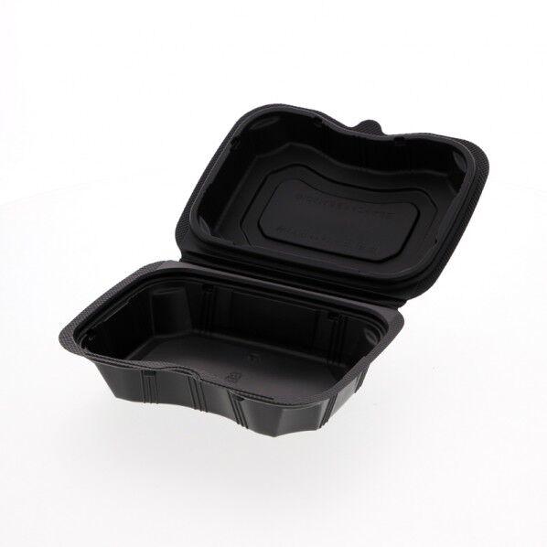 リスパック 食品容器 バイオデリカシェルBOX 40 RHDT101 黒 嵌合時外寸:195×150×高61mm/展開時外寸:195×300×高46mm 004450520 25枚