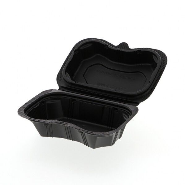 リスパック 食品容器 バイオデリカシェルBOX 20 黒 嵌合時外寸:175×120×高60mm/展開時外寸:175×240×高45mm 004450549 25枚