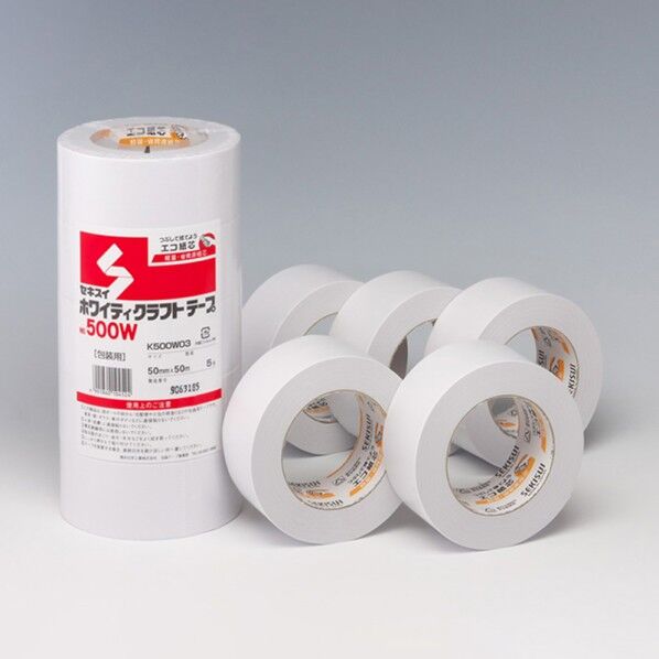 積水化学工業 ホワイティクラフトテープ No.500W 50mm×50m 幅50mm×長さ50m/厚み:0.140mm 001803100 5巻