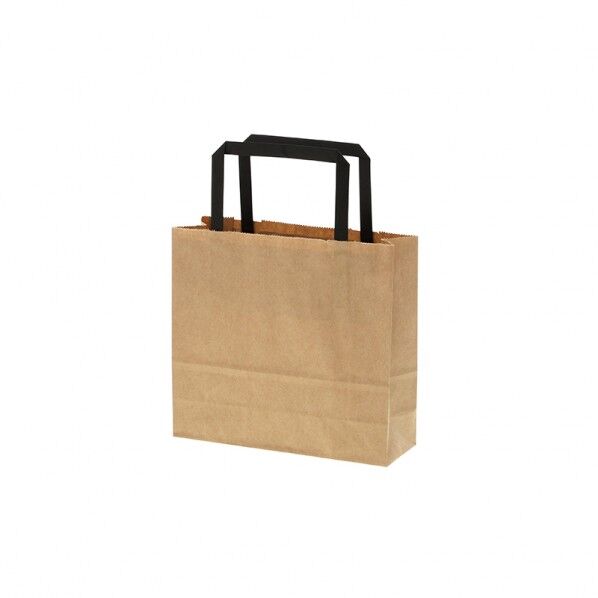 手提げ紙袋 25チャームバッグ 平手 18-2 未晒無地 黒紐