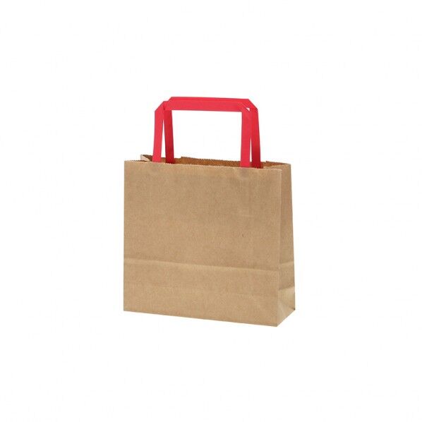 手提げ紙袋 25チャームバッグ 平手 18-2 未晒無地 赤紐