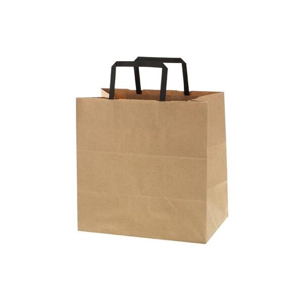 手提げ紙袋 25チャームバッグ 平手 E判 未晒無地 黒紐