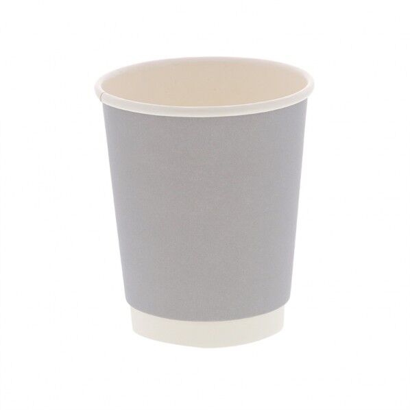 紙コップ 断熱二重グレー無地カップ 8オンス 80mm口径