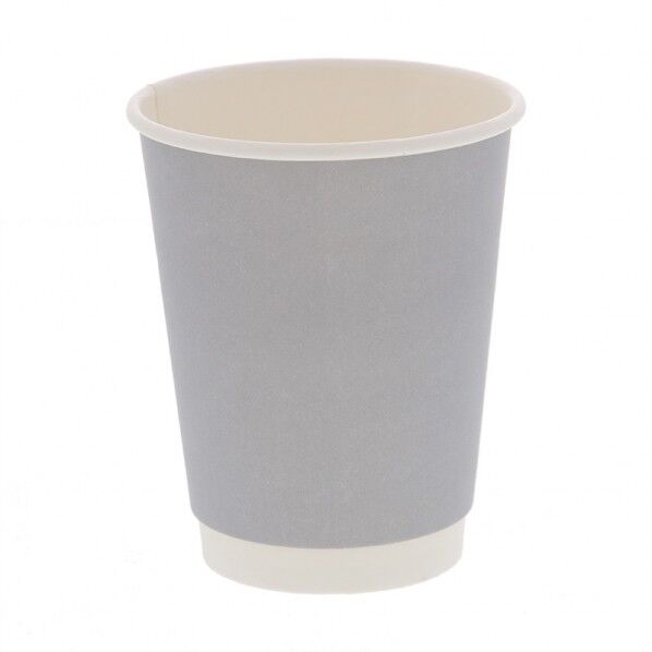 紙コップ 断熱二重グレー無地カップ 12オンス 90mm口径