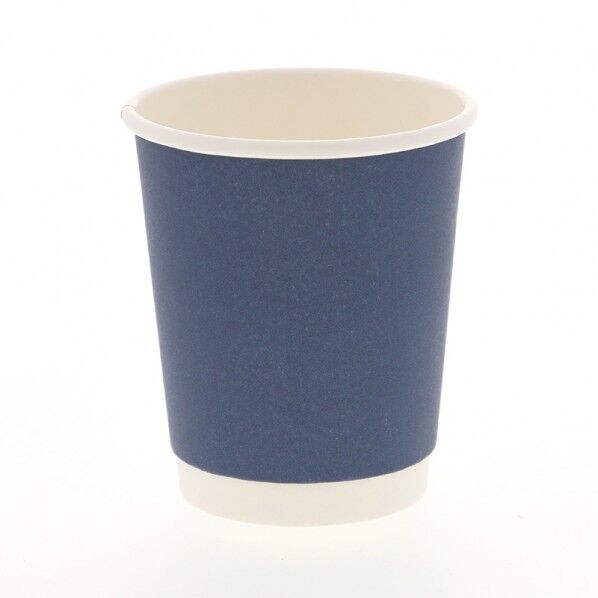 紙コップ 断熱二重ネイビー無地カップ 8オンス 80mm口径