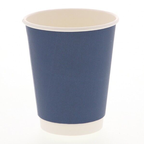 紙コップ 断熱二重ネイビー無地カップ 12オンス 90mm口径