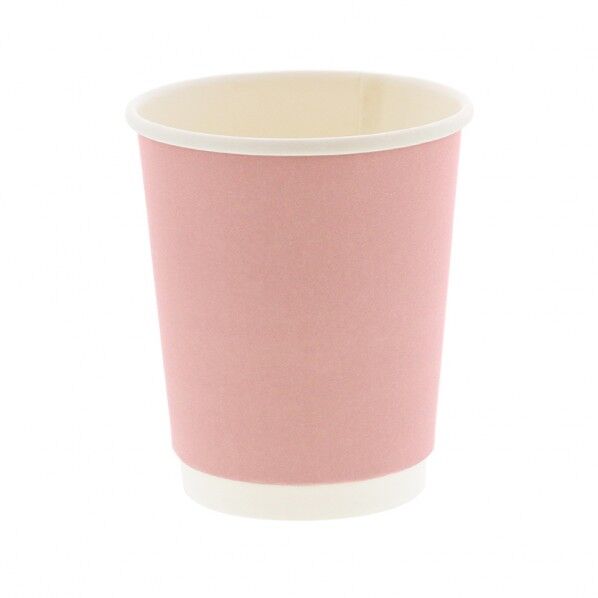 紙コップ 断熱二重ピンク無地カップ 8オンス 80mm口径