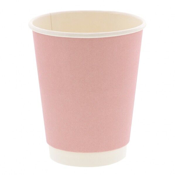 紙コップ 断熱二重ピンク無地カップ 12オンス 90mm口径