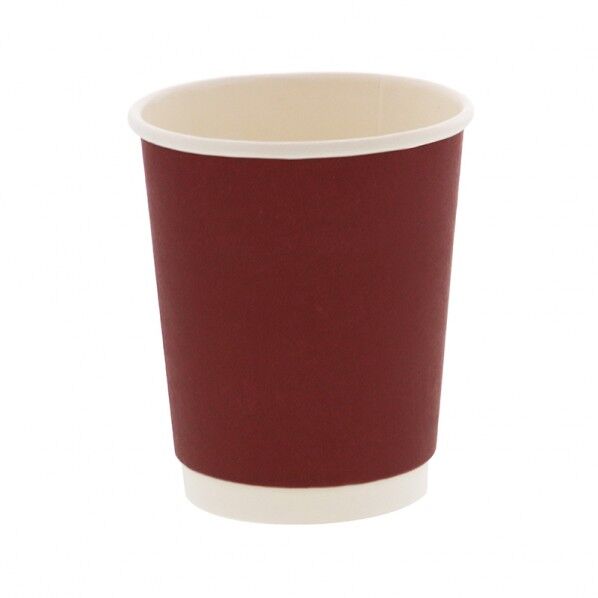 紙コップ 断熱二重ワインレッド無地カップ 8オンス 80mm口径