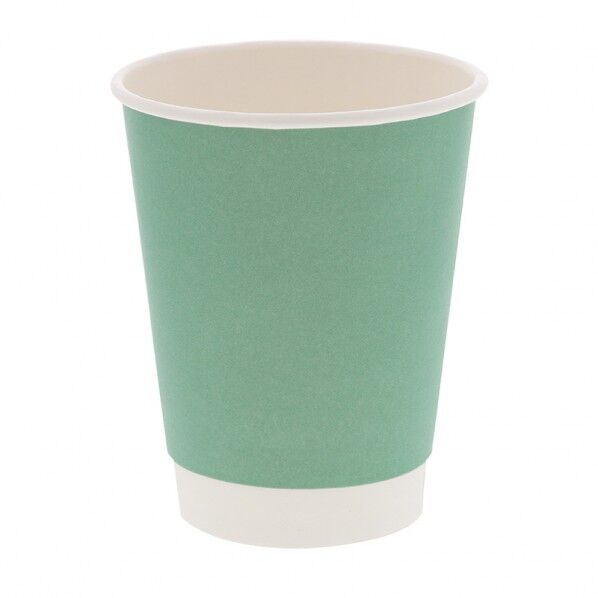 紙コップ 断熱二重エレガントグリーン無地カップ 12オンス 90mm口径