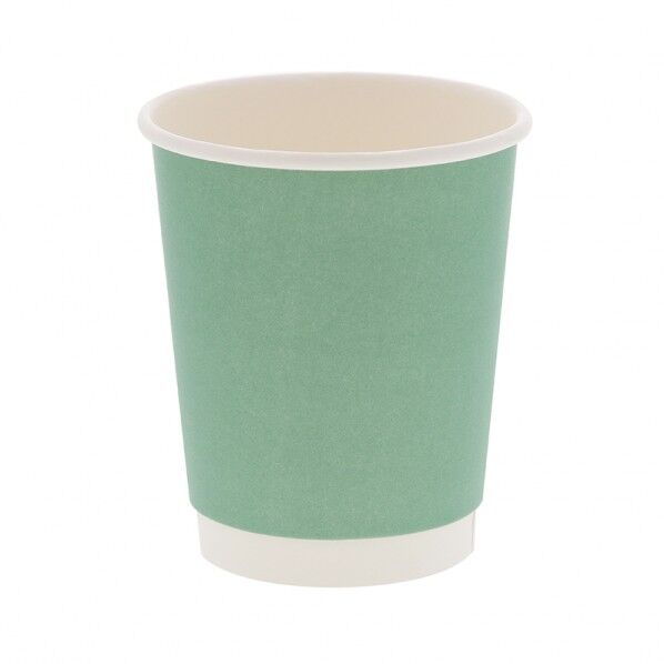 紙コップ 断熱二重エレガントグリーン無地カップ 8オンス 80mm口径