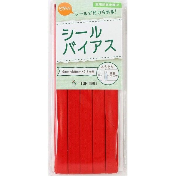 地球商事 トップマン工業株式会社 シールバイアス 9mm巾 レッド TM012-6 1枚