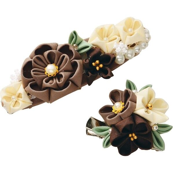 タカギ繊維 Panami 手芸キット 普段づかいのつまみ細工バレッタとブローチ