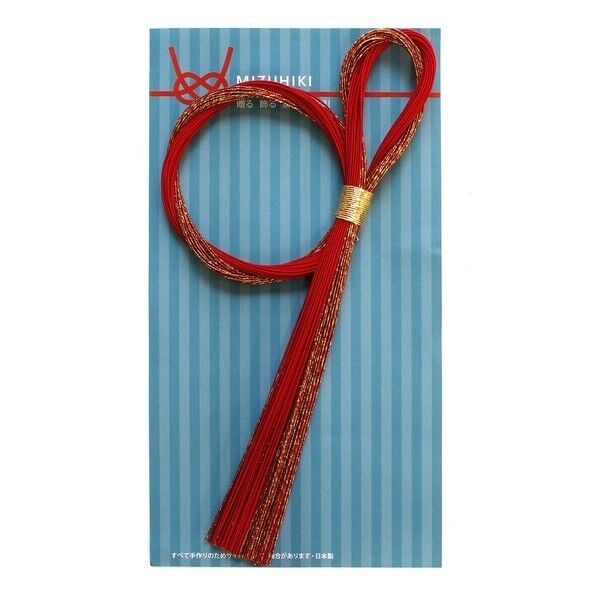 Piece MIZUHIKI 水引ふたばしめ飾り 長さ280×幅160×高さ30mm 赤 PHC-086-2 1袋