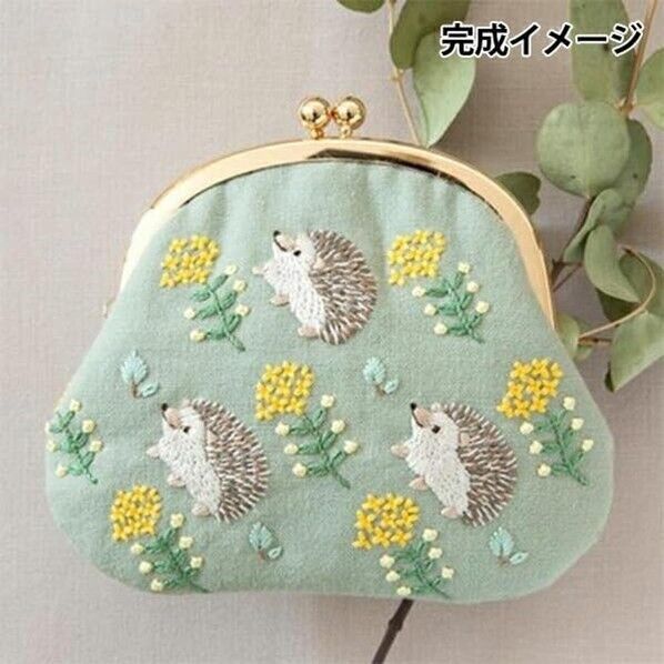 piece ピース chicchiさんの動物刺繍キット はりねずみさんとナノハナのがま口