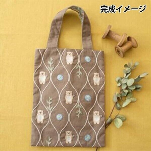 piece ピース chicchiさんの動物刺繍キット くまさんとブルーデイジーのおさんぽバッグ P