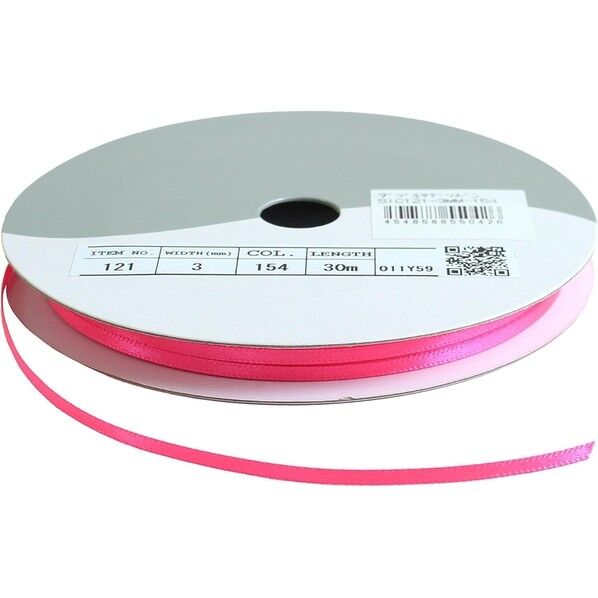 SHINDO SHINDO ポリエステル ダブルサテンリボン 手芸用品 3mm巾×30m巻 ネオンピンク SIC121-3MM-154 1巻