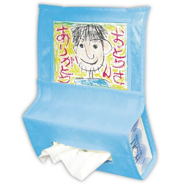 プレゼント車用ティッシュホルダーライトブルー 600×260mm、ひも:250mm 4624 1個