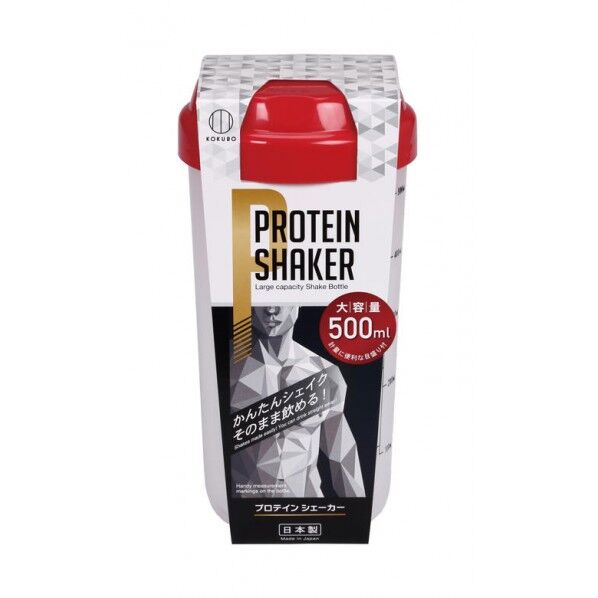 プロテインシェーカー レッド レッド 500mL KH-075 1個
