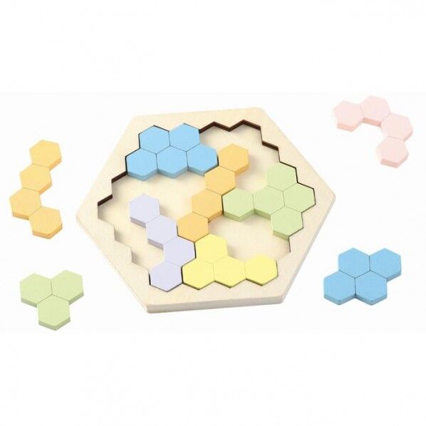 木製ヘキサゴンパズル パステルカラー 21651 1個...