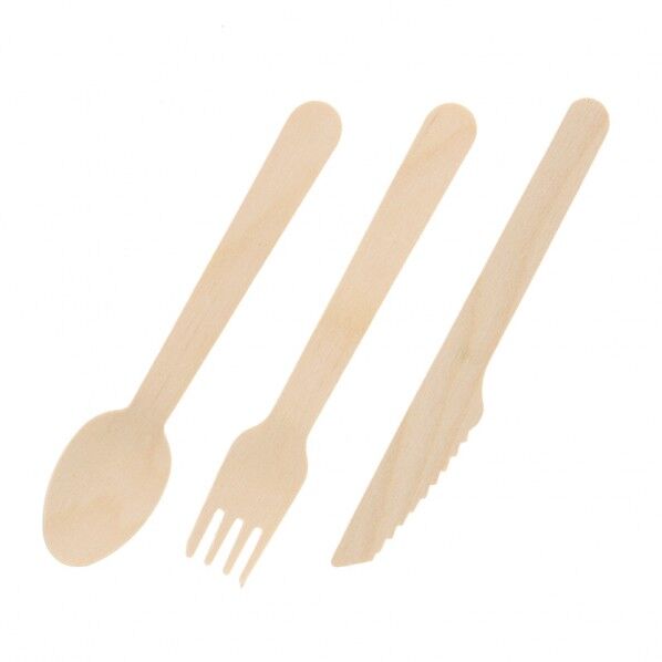 木製カトラリー3点セット 140mm 5437
