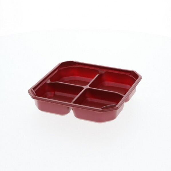 アクタ 弁当容器 ワン折重隅切 底 50C 赤 組立後外寸:151×151×33mm/深さ30mm 004430006 50枚