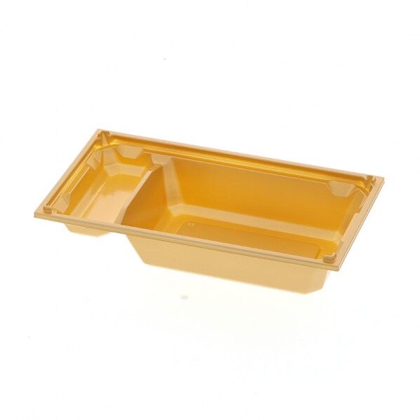 アクタ 弁当容器 ワン折重 底 70×37B-43 金 外寸:205×111×43mm 004430060 50枚