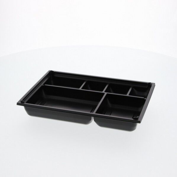 アクタ 弁当容器 ワン折重 底 81×55Y 黒 組立後外寸:243×166×45mm/深さ35mm 004430081 25枚