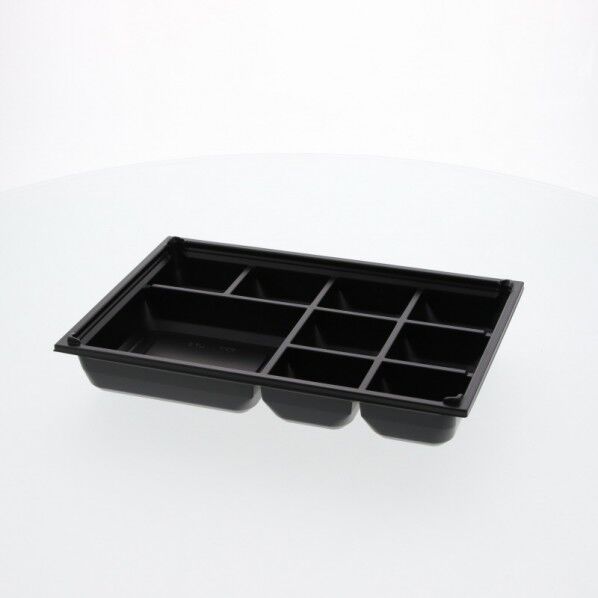 アクタ 弁当容器 ワン折重 底 81×55H 黒 組立後外寸:243×166×45mm/深さ35mm 004430083 25枚