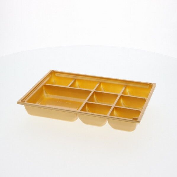 アクタ 弁当容器 ワン折重 底 81×55H 金 組立後外寸:243×166×45mm/深さ35mm 004430084 25枚